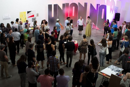 A solidarity spell led by the Oracle of Los Angeles, Amanda Yates Garcia. Photo: Concrete Walls Projects.
