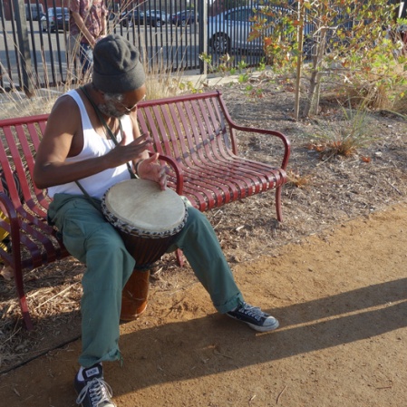From the Rock/A River Fable by Margaret Laurena Kemp. Pictured: drummer Hassan Jamal.